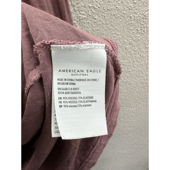 American Eagle Womens Shirt Small Pink Long Sleeve Button Up Soft & Sexy Slub - Picture 5 of 11